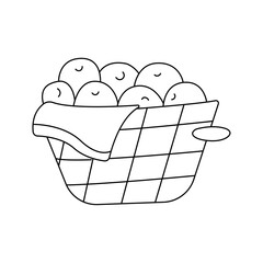 Vector illustration of vegetables in a basket in doodle style.