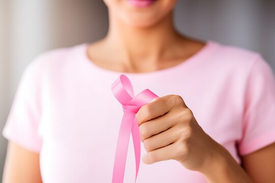 Breast Cancer Awareness pink ribbon and save the female pictures made with AI generated 