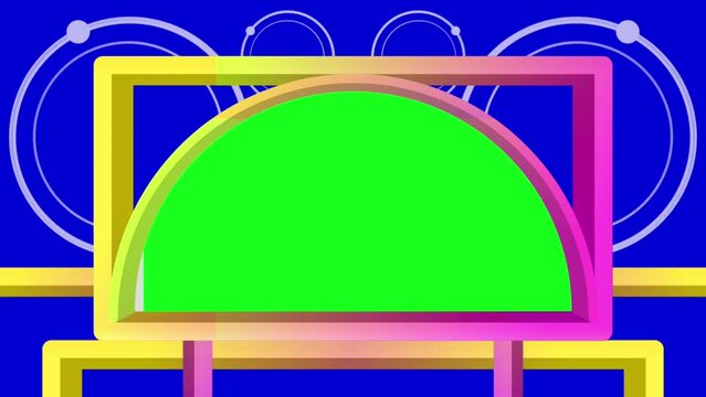 Empty frame with 3d lines on blue background animation