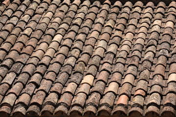 Roof tiles on a house roof