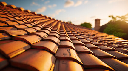 roof tiles for home build. Generative Ai - obrazy, fototapety, plakaty