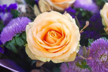 pink rose in a bouquet