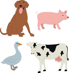 colorful farm clipart collection in cartoon style for farmers and kids who love farm life and country life