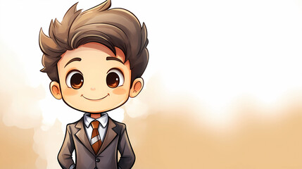 hand drawn cartoon illustration of cute boy in suit
 - obrazy, fototapety, plakaty