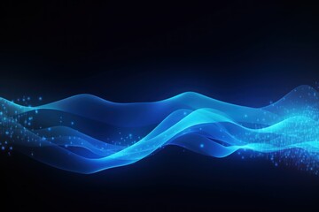 Abstract Blue Wave Technology mobile web banner Global cyber network curves concept. Generative AI.
