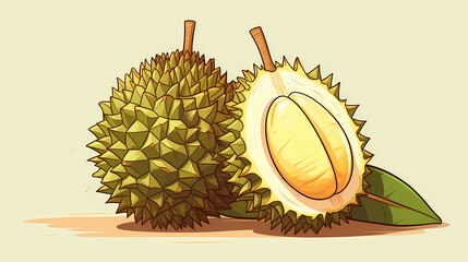 hand drawn cartoon fresh durian illustration
