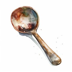 Coffee scoop on white background in watercolor style. AI generated