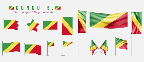 CONGO R. flag, flat design of flags collection