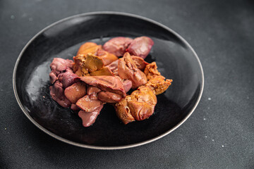 liver chicken food confit boiled chicken offal meat meal snack on the table copy space food background rustic top view 