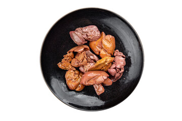 liver chicken food confit boiled chicken offal meat meal snack on the table copy space food background rustic top view 