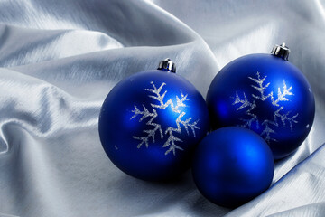 Christmas decorations on a silver background