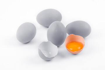 Eggs on a white