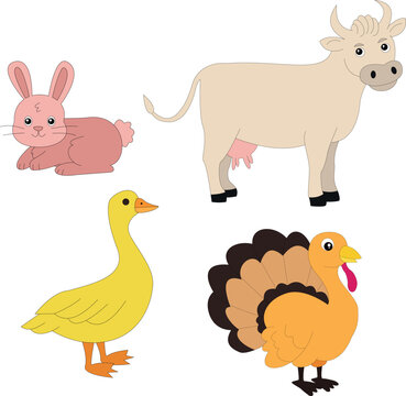 colorful funny farm clipart collection in cartoon style for farmers and kids who love farm life and country life
