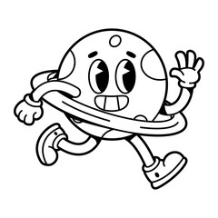 vector funny cartoon character planet saturn illustration isolated © aratehortua