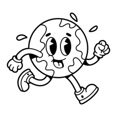 vector funny cartoon character planet earth illustration isolated
