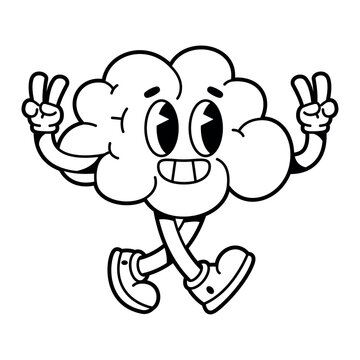 vector funny cartoon character brain illustration isolated