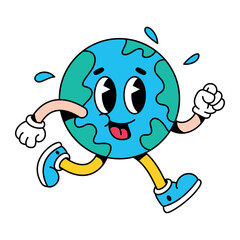 vector funny cartoon character planet earth illustration isolated