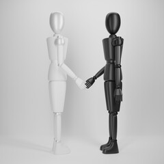 3D rendering of Android handshake doing business