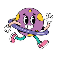 vector funny cartoon character planet saturn illustration isolated