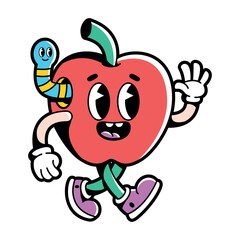 vector funny cartoon character apple illustration isolated