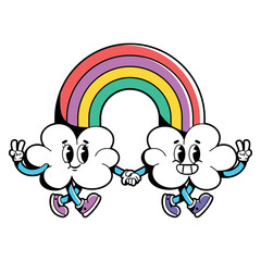 vector funny cartoon character rainbow illustration isolated
