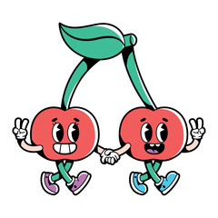 vector funny cartoon character cherry illustration isolated