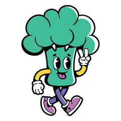 vector funny cartoon character broccoli illustration isolated