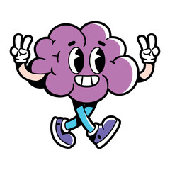 vector funny cartoon character brain illustration isolated