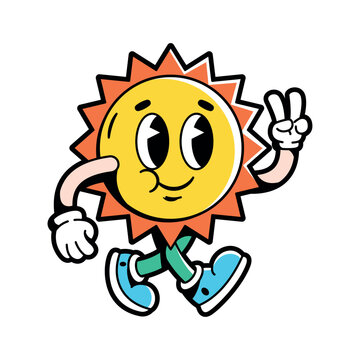 vector funny cartoon character sun illustration isolated