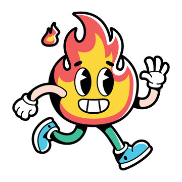 vector funny cartoon character fire illustration isolated