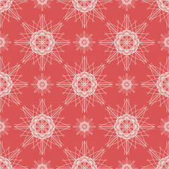 Vector seamless vintage pattern of abstract lace flowers on red background