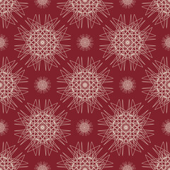 Vector seamless vintage pattern of abstract lace flowers on red background