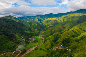 Fototapeta na wymiar Sapan - beautiful village in the valley Nan province