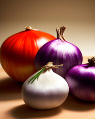 Brown, red and white onions