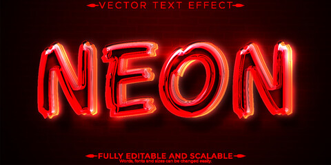 Neon sign text effect, editable glass tube text style