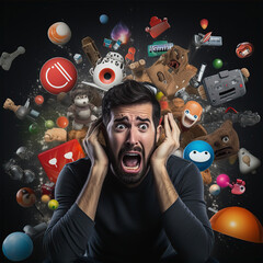 man scream with a lot Icons, this design was generated with artificial intelligence