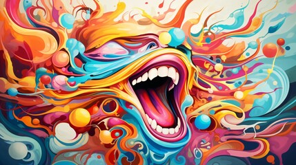 illustration abstraite, dessin conceptuel sur la folie, arrière plan coloré et original, ia génarative 