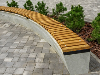Curved park bench