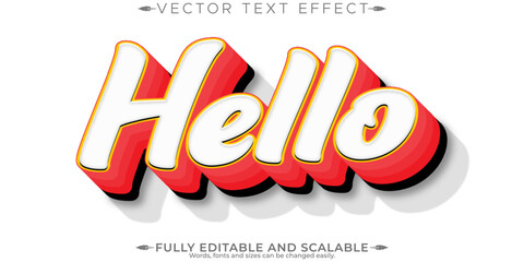 Hello stylish text effect, editable modern lettering typography font style