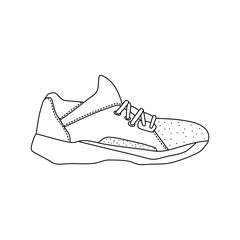 Sports Shoes Outline doodle. Foot Wear Outline isolated on white background.