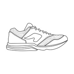 Sports Shoes Outline doodle. Foot Wear Outline isolated on white background.