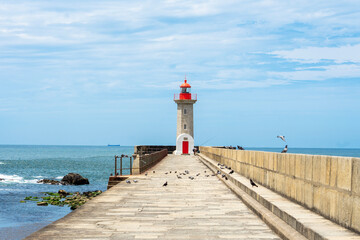 Farolim de Felgueiras lighthouse in Porto Portugal seaside