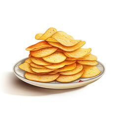 potato chips isolated on white background