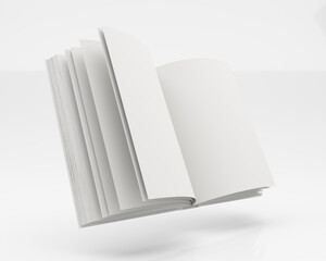 Open book . isolated on a white background. template for designer, 3d rendering.

