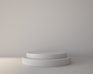 White podium minimal wall scene 3d rendering, 3d illustration
