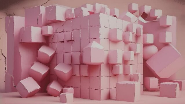 Up to 4K resolution, Pink cube object, Generative AI and blender