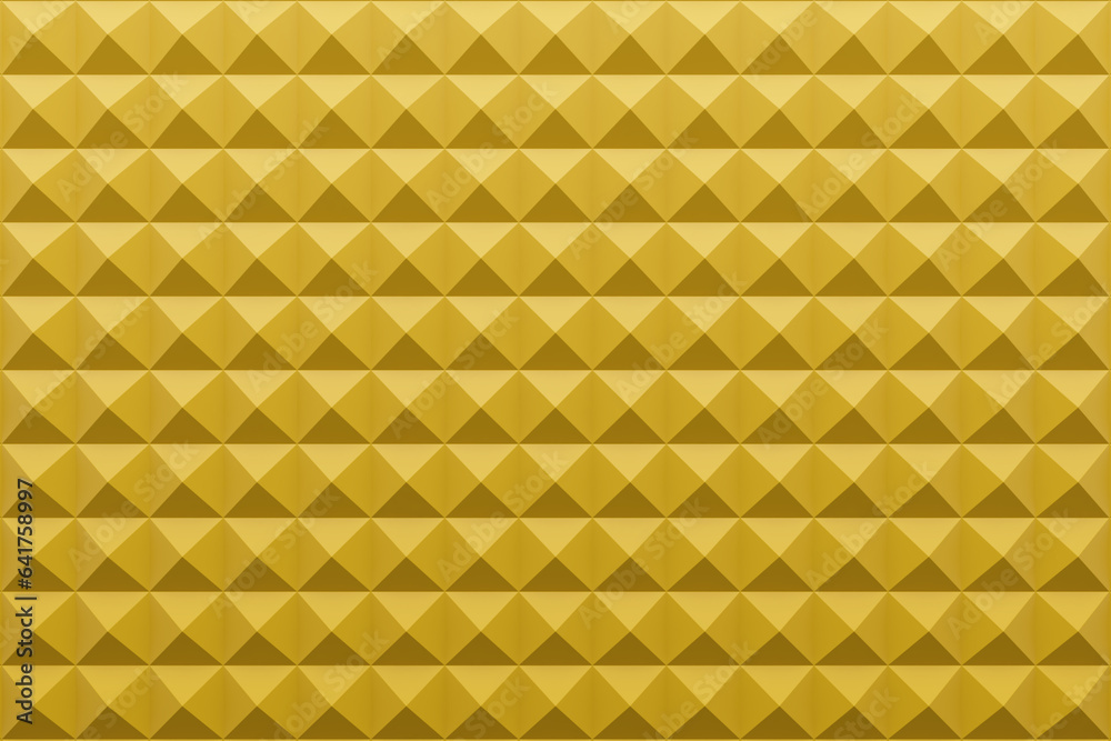 Wall mural Yellow spikes square studs. seamless pattern vector 3d rendering. background texture stock image. spike tile shiny mosaic decoration
