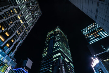 東京 渋谷の夜景 高層ビル群