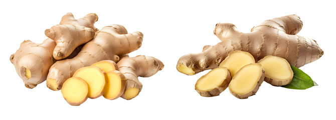 Organic Fresh Ginger Pieces with Leaves