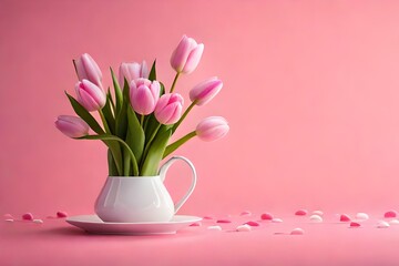pink tulips in vase